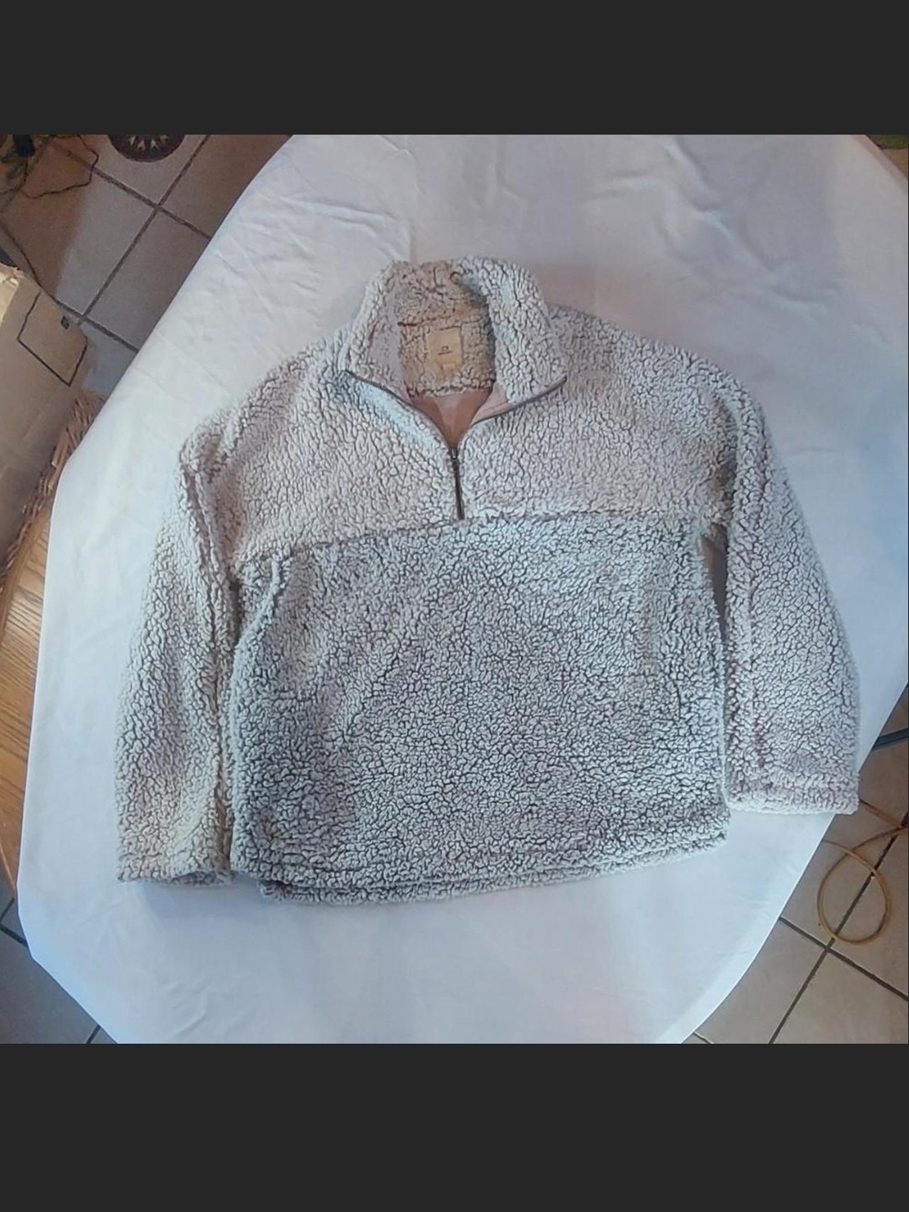 Thread & Supply Womans Colorblock Sherpa Quarter-Zip Pullover Sz Lg Excellent